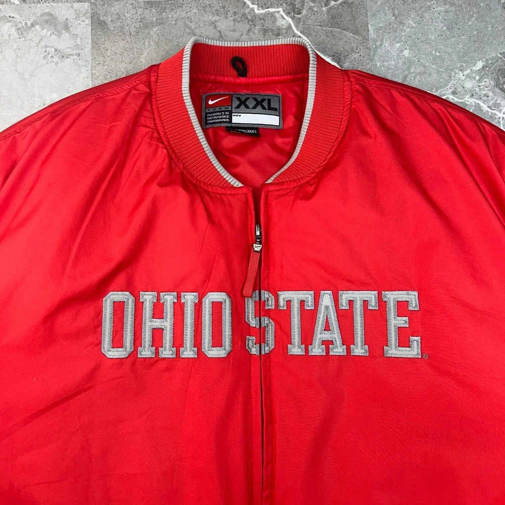 Vintage Nike Team Ohio State Buckeyes Puffer Jacket Men 2XL Bomber Coat Football